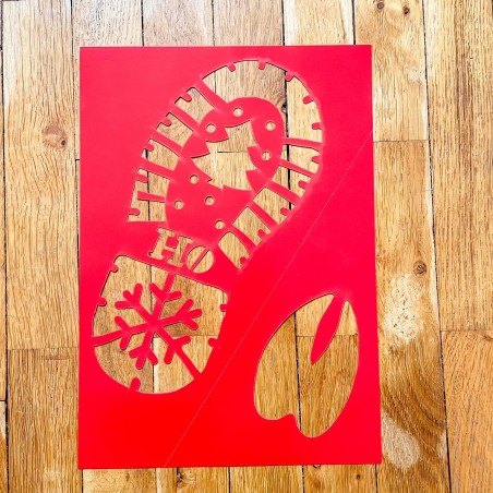 Pochoir Empreintes - Le Père Noël & son renne