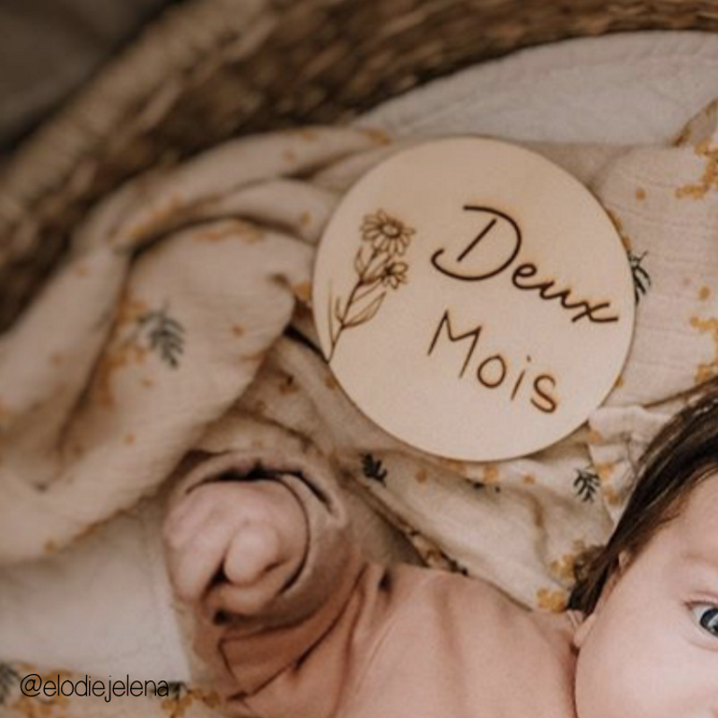 Cartes étapes bébé florales 1 à 12 mois – Première année – Souvenirs photo