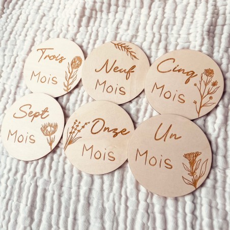 Cartes étapes bébé florales 1 à 12 mois – Première année – Souvenirs photo