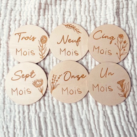 Cartes étapes bébé florales 1 à 12 mois – Première année – Souvenirs photo