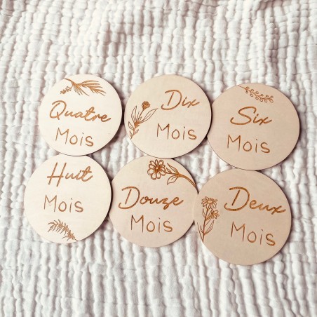 Cartes étapes bébé florales 1 à 12 mois – Première année – Souvenirs photo