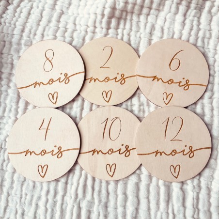 Cartes étapes bébé cœur 1 à 12 mois – Première année – Souvenirs photo