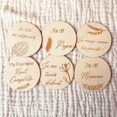 Cartes étapes bébé en bois – Premiers moments & souvenirs