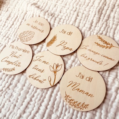 Cartes étapes bébé en bois – Premiers moments & souvenirs