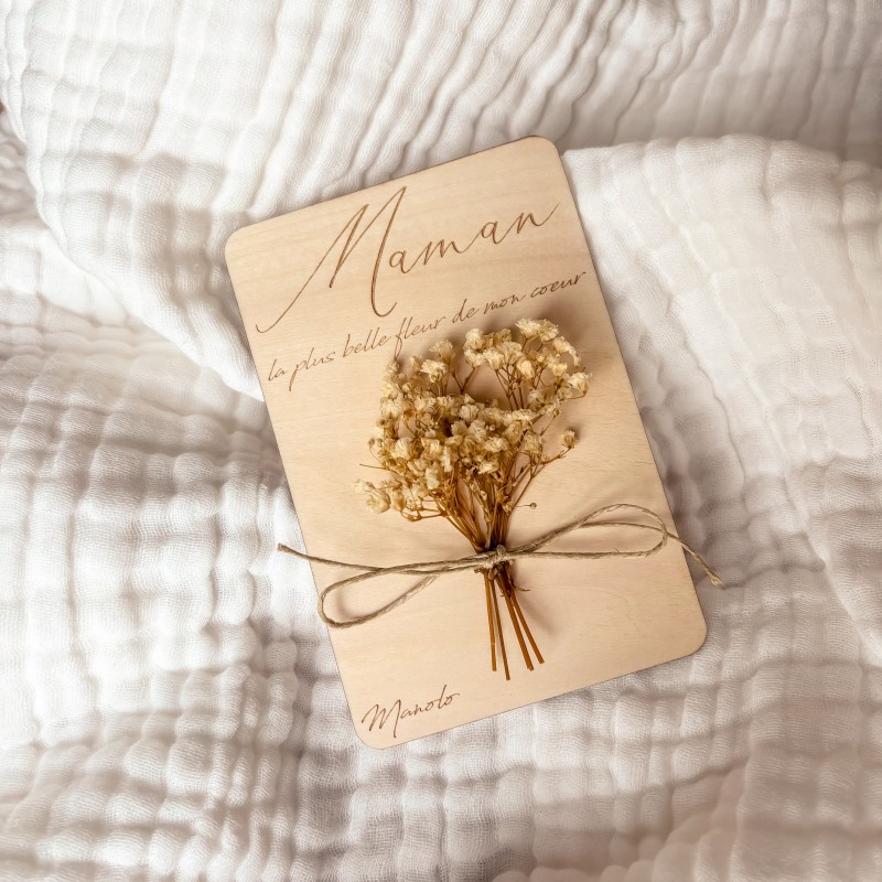 Carte Fleurs Séchées Personnalisée Fête des Mères