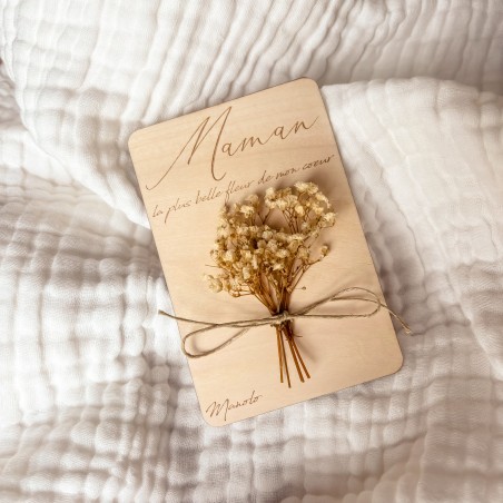 Carte Fleurs Séchées Personnalisée Fête des Mères