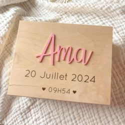 Coffret naissance personnalisé 6 compartiments – Boîte à souvenirs bébé avec prénom gravé 2