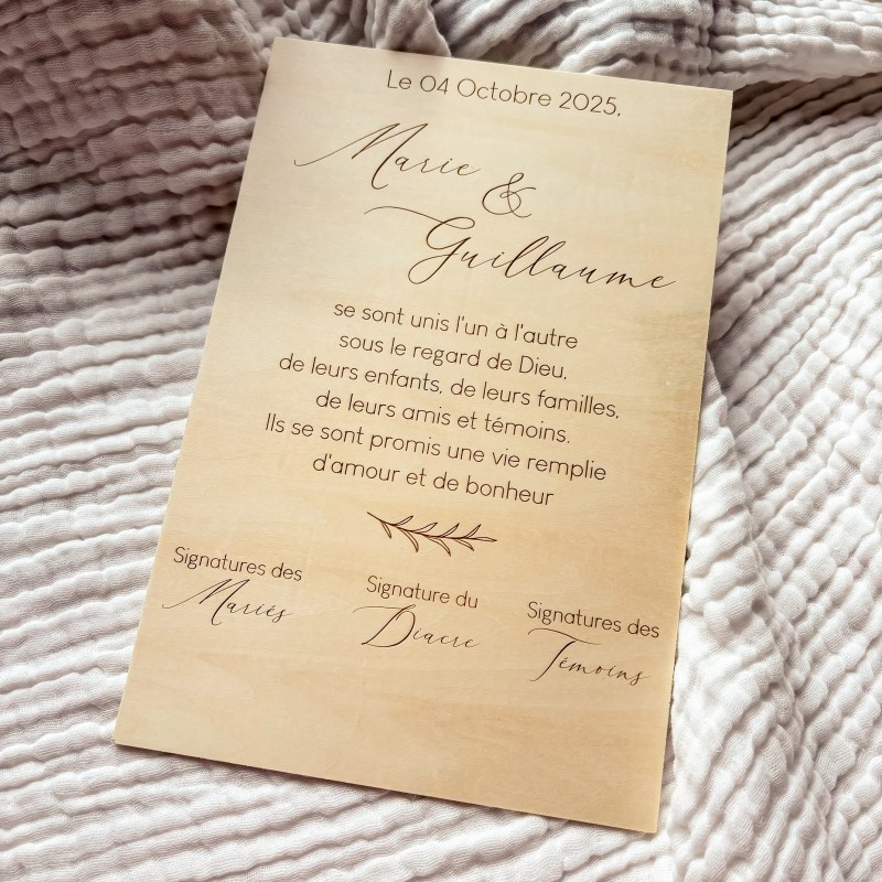 Certificat d'Union / Mariage