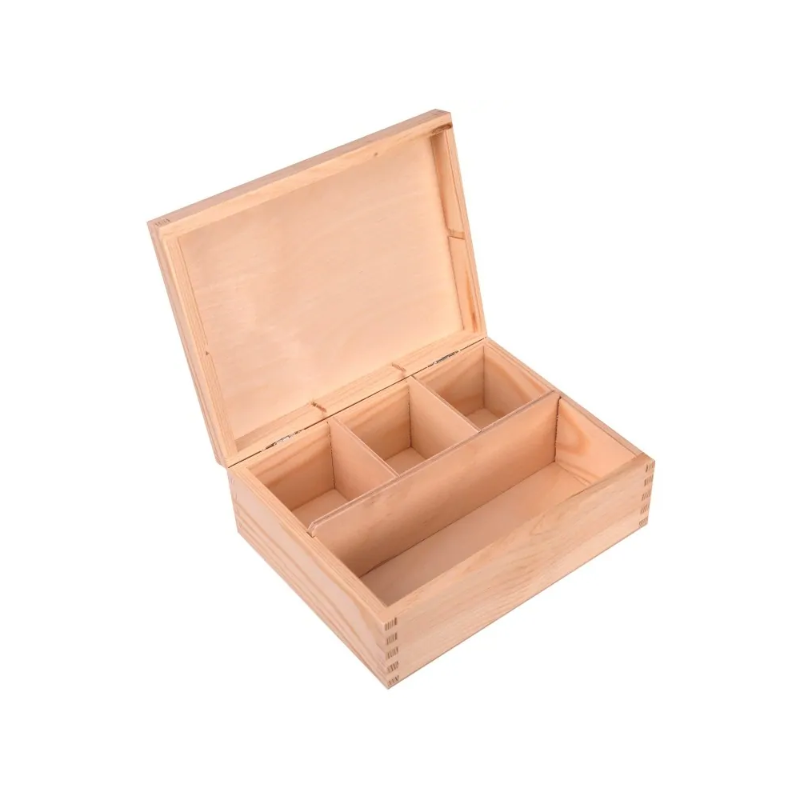 Coffret naissance personnalisé en bois – Boîte souvenirs bébé 4 compartiments