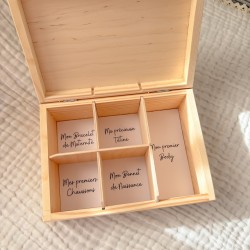 Coffret naissance personnalisé en bois – Boîte souvenirs bébé 5 compartiments 2