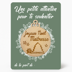 Carte Boule Maîtresse – Cadeau Noël original pour enseignante 🎄