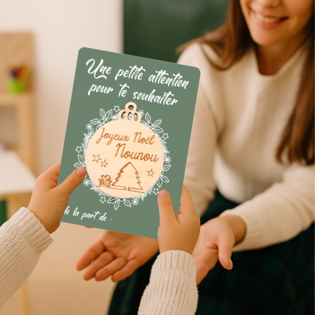 Carte Boule Nounou – Cadeau Noël pour assistante maternelle 🎄