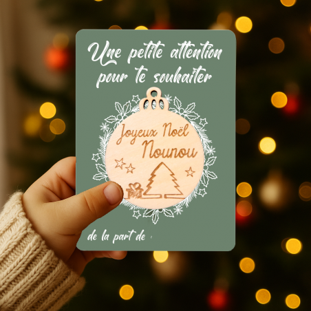 Carte Boule Nounou – Cadeau Noël pour assistante maternelle 🎄