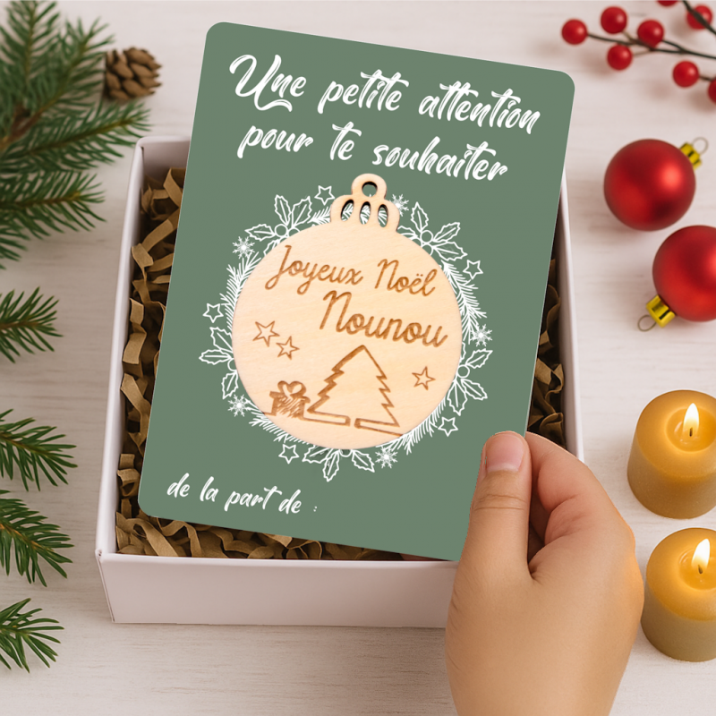 Carte Boule Nounou – Cadeau Noël pour assistante maternelle 🎄