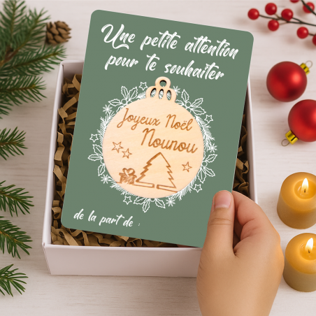 Carte Boule Nounou – Cadeau Noël pour assistante maternelle 🎄
