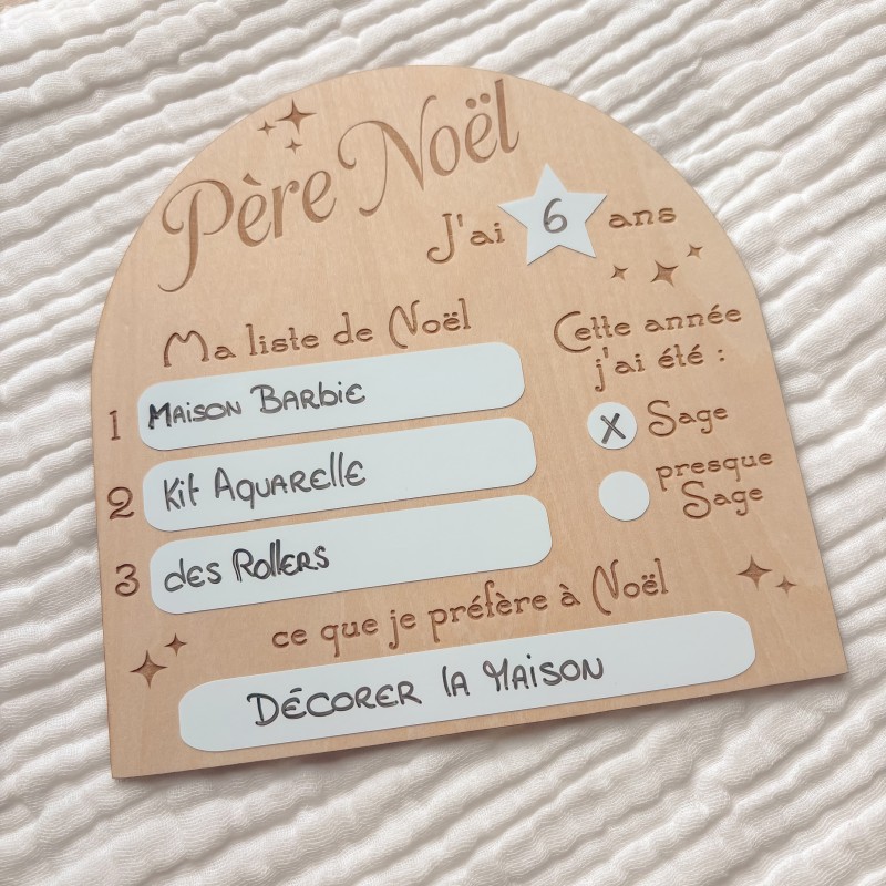Liste au Père Noël – Pancarte de Noël enfant réutilisable 🎄