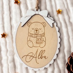 Boule Médaillon Ours – Premier Noël personnalisé 🎄