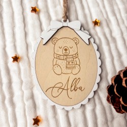 Boule Médaillon Ours – Premier Noël personnalisé 🎄 2