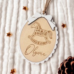 Boule Médaillon Cheval à Bascule – Premier Noël personnalisé 🎄 2