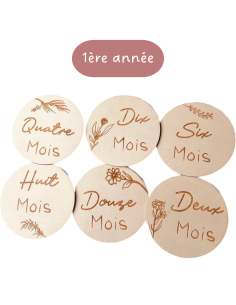 Cartes étapes bébé florales 1 à 12 mois – Première année – Souvenirs photo