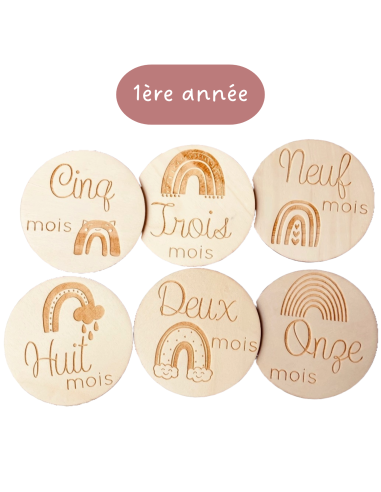 Cartes étapes bébé 1 à 12 mois – Première année – Arc-en-ciel
