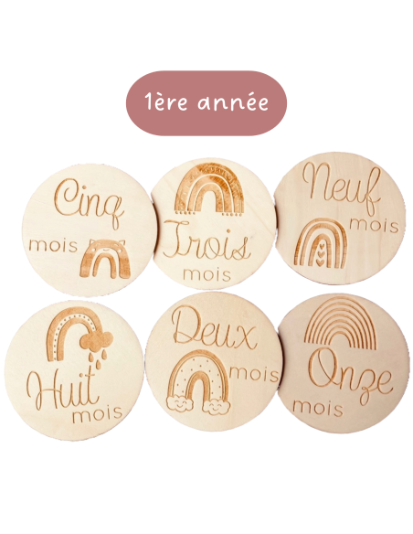 Cartes étapes bébé 1 à 12 mois – Première année – Arc-en-ciel