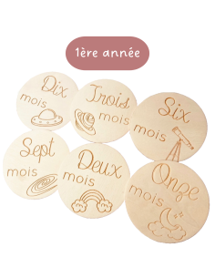 Cartes étapes bébé espace 1 à 12 mois – Première année