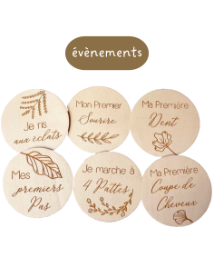 Cartes étapes bébé en bois – Premiers moments & souvenirs
