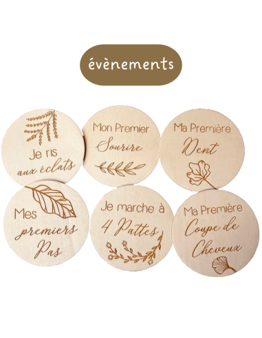 Cartes étapes bébé en bois – Premiers moments & souvenirs