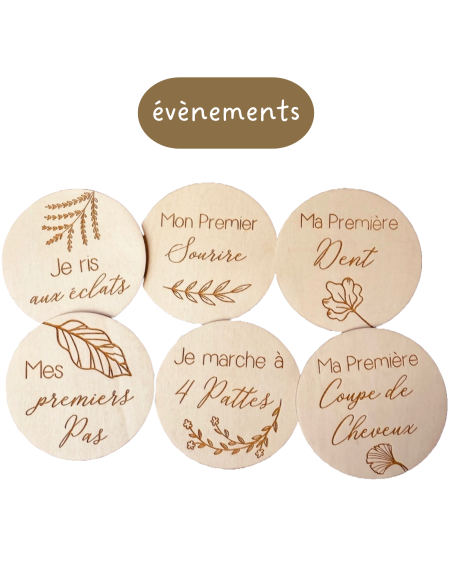 Cartes étapes bébé en bois – Premiers moments & souvenirs
