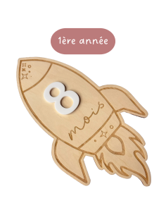 Carte étape fusée bébé – 12 mois – chiffres interchangeables 🚀