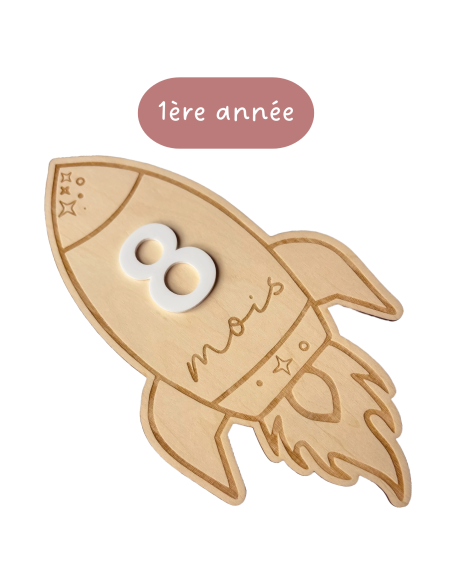 Carte étape fusée bébé – 12 mois – chiffres interchangeables 🚀