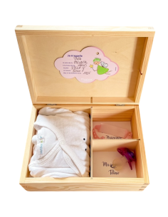 Coffret naissance personnalisé en bois – Boîte souvenirs bébé 3 compartiments