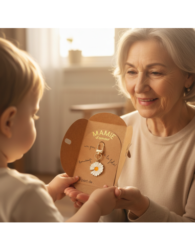 Porte-clé Mamie d’amour – Cadeau fête des grands-mères avec carte kraft