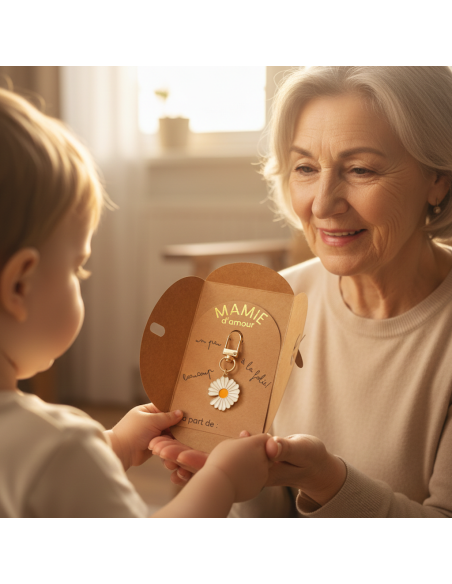 Porte-clé Mamie d’amour – Cadeau fête des grands-mères avec carte kraft