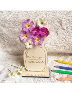 Carte support bouquet fleurs Mamie personnalisée – Cadeau enfant fête des grands-mères 2