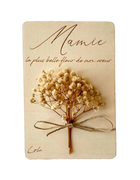Carte fleurs séchées Mamie – Cadeau fête des grands-mères original