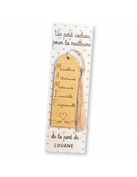 Marque-page Mamie en bois – Cadeau fête des grands-mères 📖