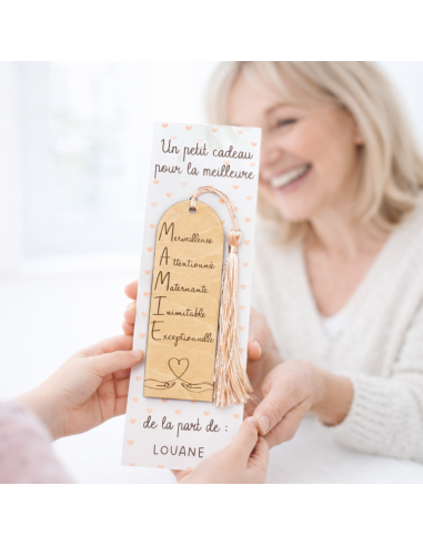 Marque-page Mamie en bois – Cadeau fête des grands-mères 📖
