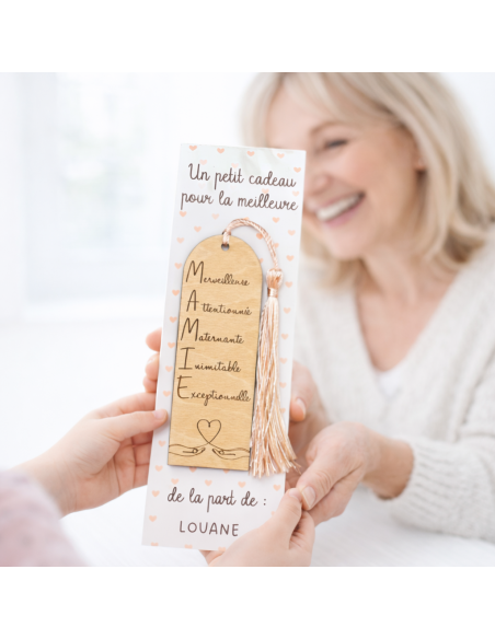 Marque-page Mamie en bois – Cadeau fête des grands-mères 📖