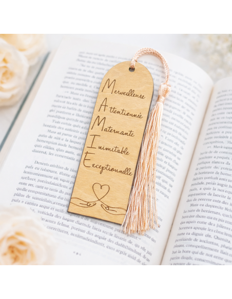 Marque-page Mamie en bois – Cadeau fête des grands-mères 📖