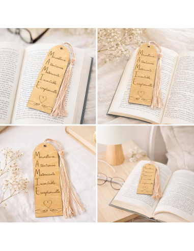 Marque-page Mamie en bois – Cadeau fête des grands-mères 📖