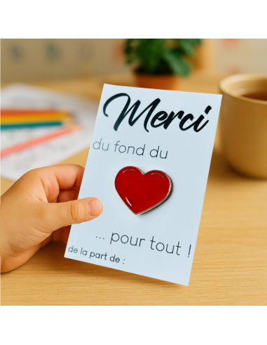 Pin's Cœur Merci Maîtresse – Carte Personnalisable