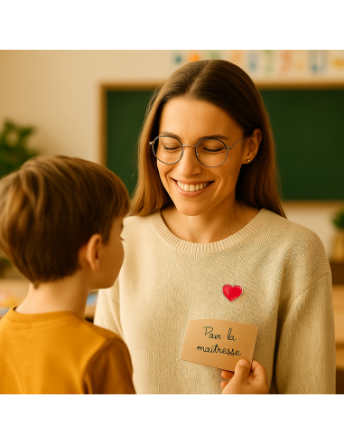 Pin's Cœur Merci Maîtresse – Carte Personnalisable