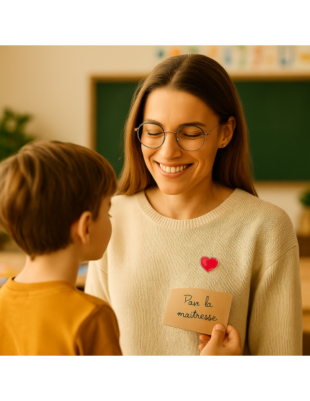 Pin's Cœur Merci Maîtresse – Carte Personnalisable