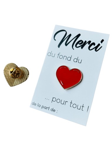 Pin's Cœur Merci Maîtresse – Carte Personnalisable