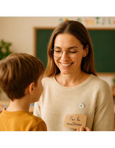 Pin's Marguerite Merci Maîtresse – Carte Personnalisable