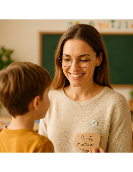 Pin's Marguerite Merci Maîtresse – Carte Personnalisable