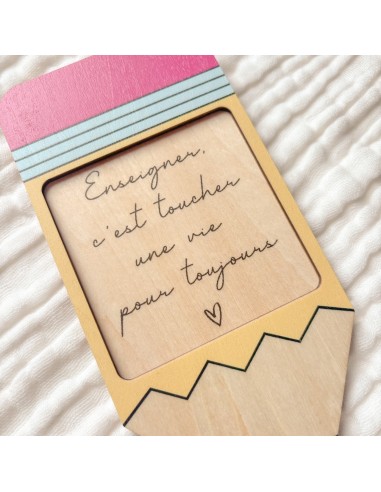 Support Post-it Crayon Bois – Cadeau Fin d'Année Maîtresse