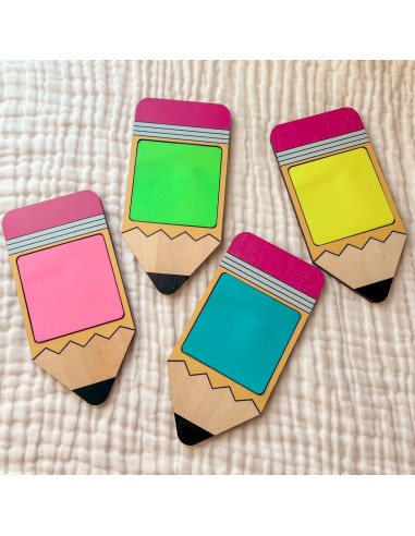 Support Post-it Crayon Bois – Cadeau Fin d'Année Maîtresse